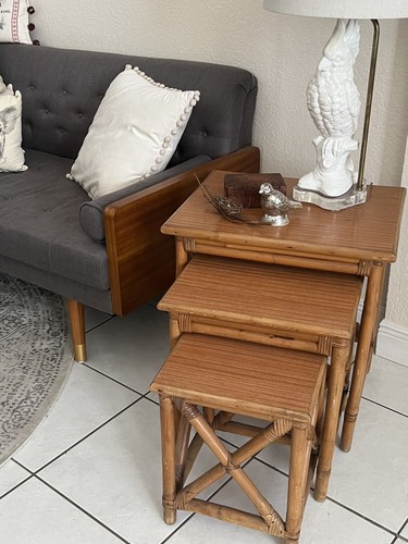 Vintage bamboo nesting tables - bamboo,